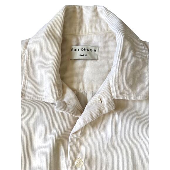 EDITIONS M.R Cream Corduroy Short Sleeve Shirt Size 38 Small - Picture 3 of 7